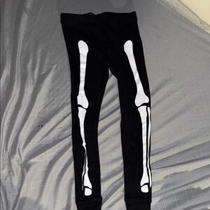Kids Black Skeleton Print Leggings